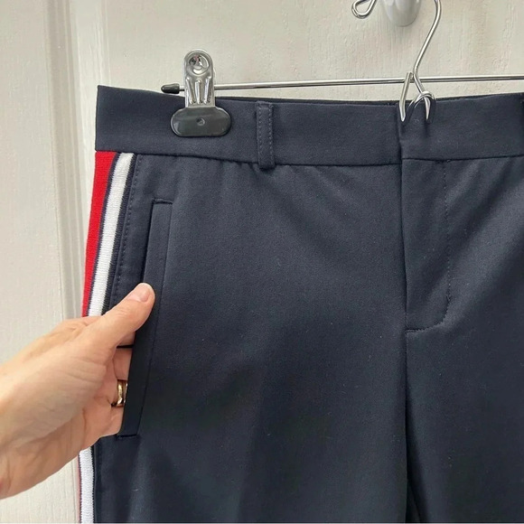 Banana Republic Avery Straight Fit Ankle Pants Side Stripes Cropped Navy Blue 0 - Picture 7 of 14